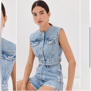 AGOLDE Leo Frayed Crop Denim Vest